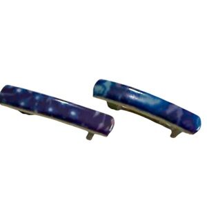 1970’s Vintage Blue French Barrettes, Pair, Made in France, Deadstock